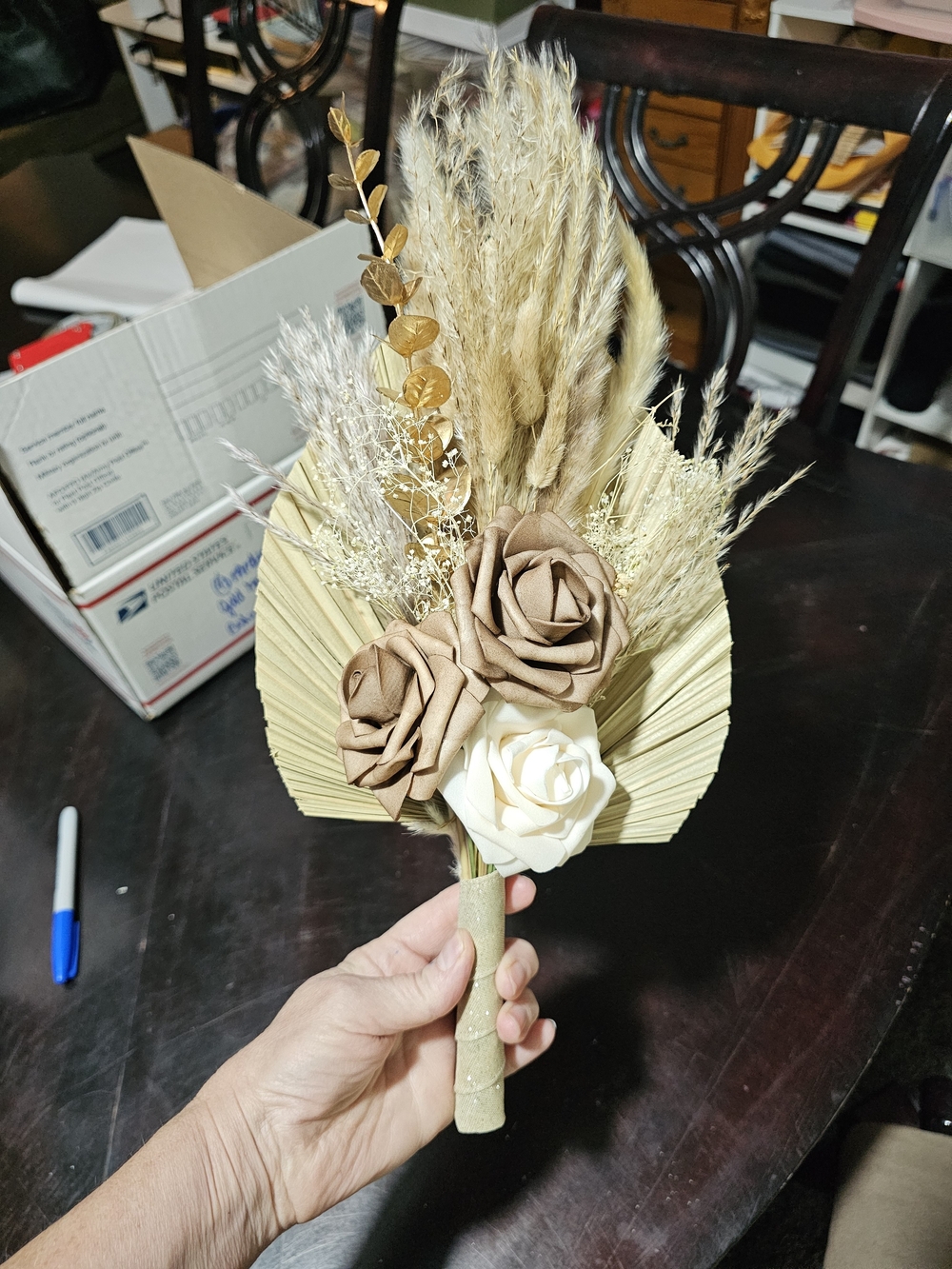 Boho Neutral Dried Floral Bridal Bouquet 7